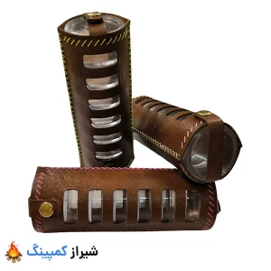طراحی استوانه‌ای برای حمل راحت دارای هفت محفظه شیشه‌ای با درب پیچ‌دار